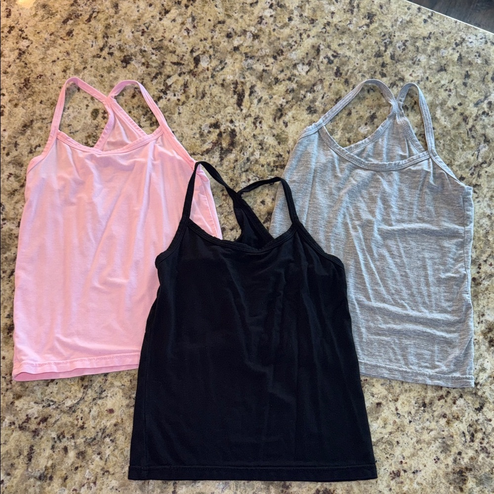 Kids Pink, Black, and Gray Active Tank Tops